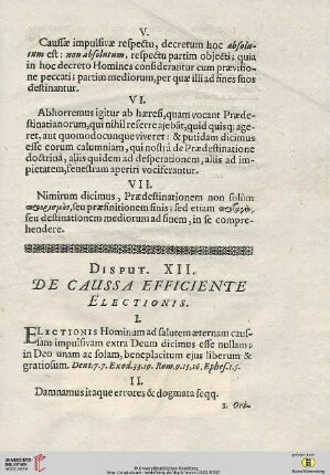 Disput. XII: De Caussa Efficiente Electionis