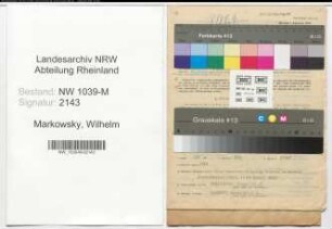 Entnazifizierung Wilhelm Markowsky , geb. 02.03.1898 (Lehrer)