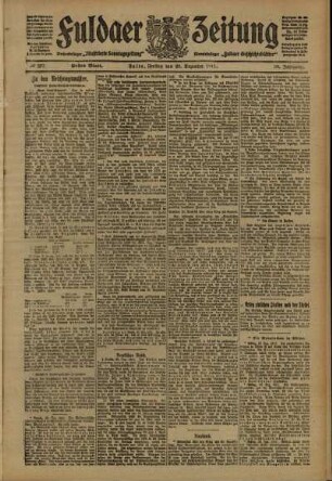 Erste Ausgabe vom Freitag, den 29. Dezember 1911.