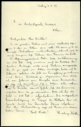 W. Kolbe an K. Kübler