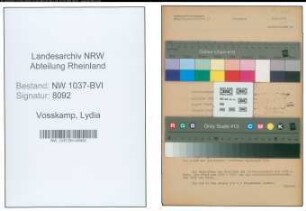 Entnazifizierung Lydia Vosskamp , geb. 15.10.1899 ()