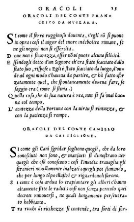 Oracoli Del Conte Camillo Da Castiglione.
