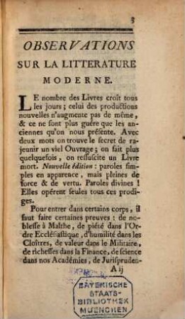 Observations sur la littérature moderne, 3