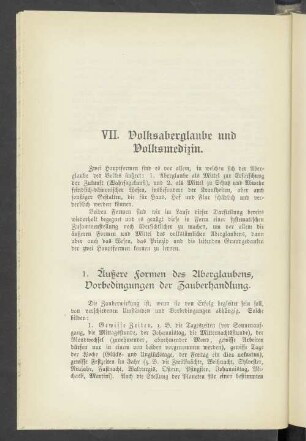 VII. Volksaberglaube und Volksmedizin