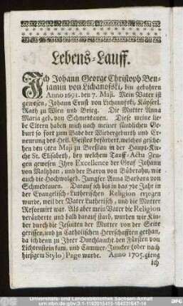 Lebens-Lauff.