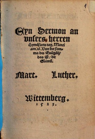 Eyn Sermon an Unsers Herren Hymmelfarttag