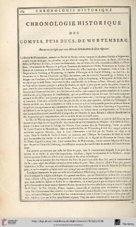 Chronologie historique des comtes, puis ducs, de Wurtemberg