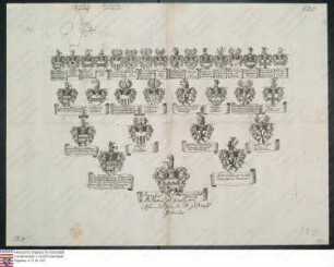 Ahnenprobe des Degenhard Adolph und Johann Wilhelm Wolf Metternich z. Gracht. - ausgefertigt 1639, Papier aufgezogen nur Nr. 1. handschriftlich