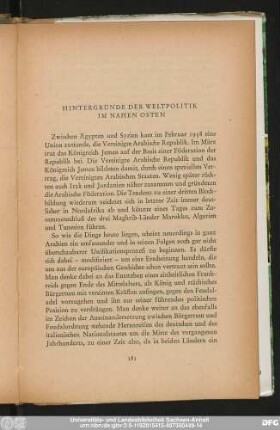 Hintergründe Der Weltpolitik Im Nahen Osten