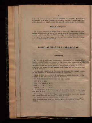 Conditions relatives a l'adjudication.