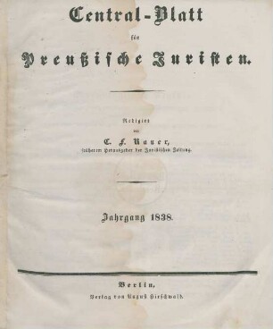 2.1838: Centralblatt für preußische Juristen