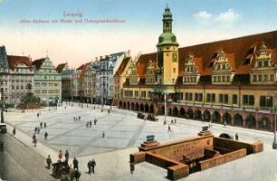 Leipzig: Altes Rathaus mit Markt und Untergrundmeßhaus