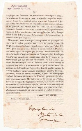 Concours de 1826. Rapport des Commissaires nommés par la Commission Centrale de la Société de Géographie, pour examiner les résultats du Voyage de M. [Jean-Raimond] Pachô, dans la Cyrénaïque.