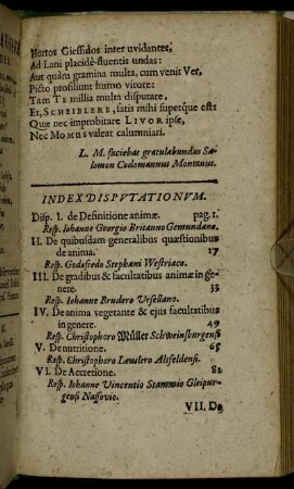 Index Disputationum.