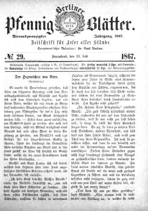 No. 29, Sonnabend, den 13. Juli