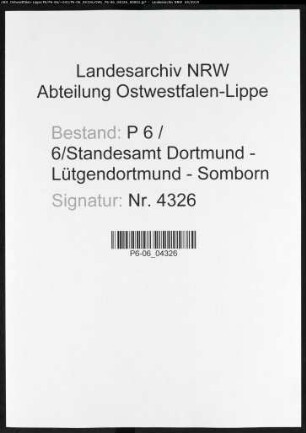 Sterberegister Standesamt Dortmund-Lütgendortmund-Somborn