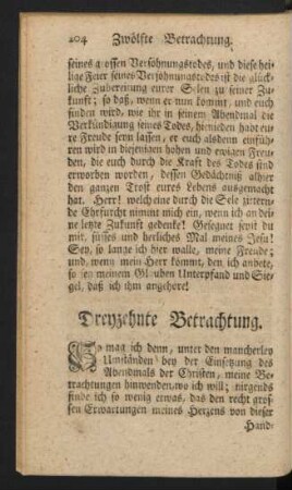 Dreyzehnte Betrachtung