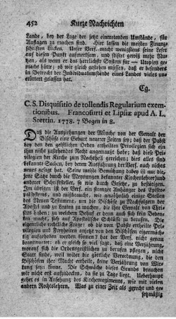 De tollendis regularium exemtionibus. Disqu.
