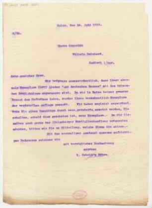 Brief an Wilhelm Reinhard : 24.07.1916