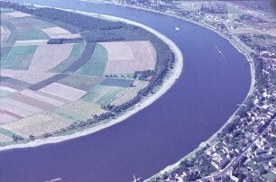 Rhein vor dem Ausbau 1962 bei Porz