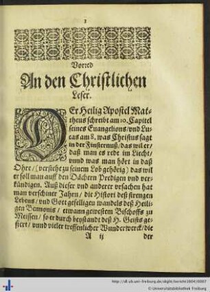 Vorred an den Christlichen Leser