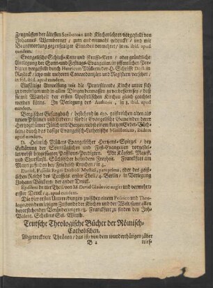 Teutsche Theologische Bücher der Römisch-Catholischen.