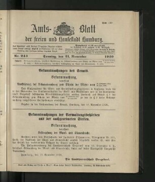 No. 243, 21. November 1920