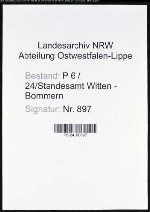 Sterberegister Standesamt Witten-Bommern