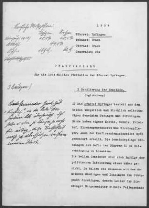 Upfingen-Sirchingen: Pfarrbericht 1934