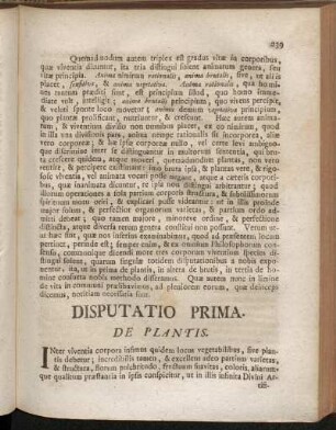 Disputatio Prima. De Plantis.