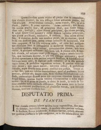 Disputatio Prima. De Plantis.