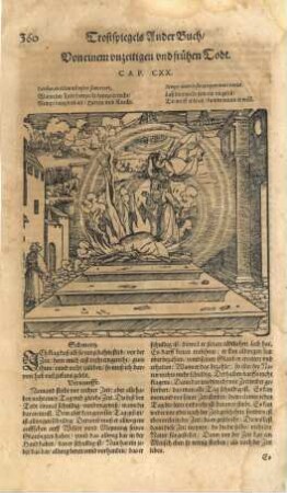 Grafik und Text "Von einem unzeitigen und frühen Todt. CAP. CXX."
