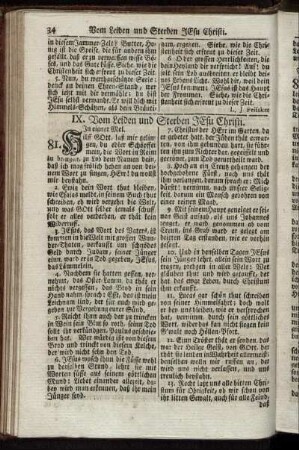 IX. Vom Leiden und Sterben Jesu-Christi. - X. Von der Auferstehung Jesu Christi.