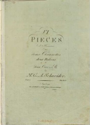 VI pièces d'harmonie pour deux clarinettes deux bassons & deux cors in B : oeuv. 8