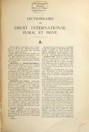 Dictionnaire de Droit International public et privé : Par Charles Calvo, 1