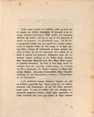 Till åhörande af det, föredrag, hvarm. Prof. i Finlands historie Zachris Topetins ... (wie oben.)