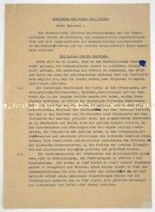 Maschinenschriftliche Abschrift eines Rundschreibens des ZK der KPD zum Verbot der Partei 1923 mit dem Begleitschreiben des Rates des Kreises Senftenberg zur Übersendung des Dokuments an das MfDG