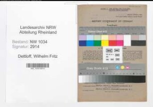 Entnazifizierung Wilhelm Fritz Dettloff , geb. 26.05.1895 (Oberst)