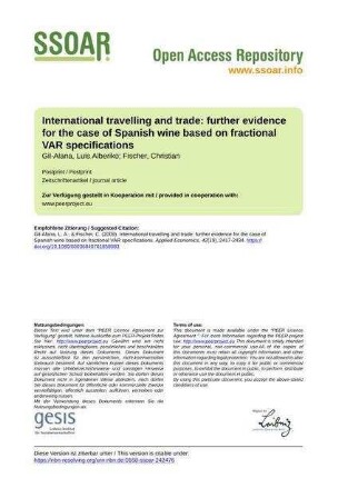 International travelling and trade: further evidence for the case of Spanish wine based on fractional VAR specifications