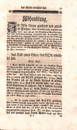 Erster Theil. [seine vorzüglichen Eigenschafften]