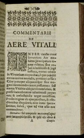 Commentarii De Aere Vitali.