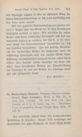 319-324 [Rezension] Laemmer, Hugo, De Martyrologio romano