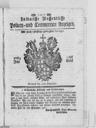 37tes Stück, Ausgabe vom 13. September 1769