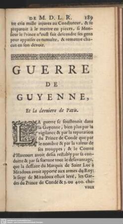 Guerre De Guyenne, Et la derniere de Paris