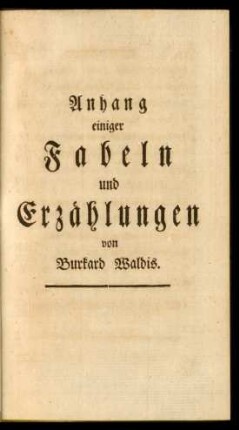 Anhang einiger Fabeln und Erzählungen von Burkard Waldis