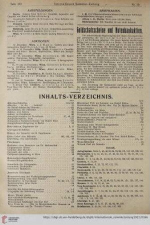 Inhalt des Jahrganges