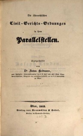 Die österreichischen Civil-Gerichts-Ordnungen in ihren Parallelstellen
