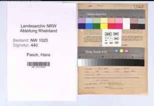 Entnazifizierung Hans Pasch , geb. 19.01.1900 (Revisor)