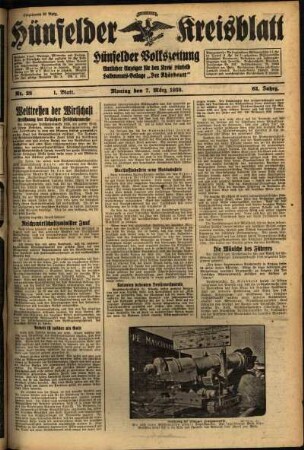 Erste Ausgabe vom Montag, den 07. März 1938.