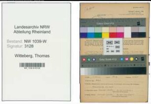 Entnazifizierung Thomas Witteberg , geb. 07.03.1893 (Tanzlehrer)